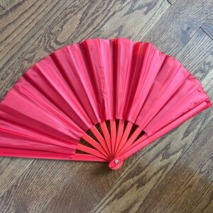 Handheld Folding Fan in Bright Red